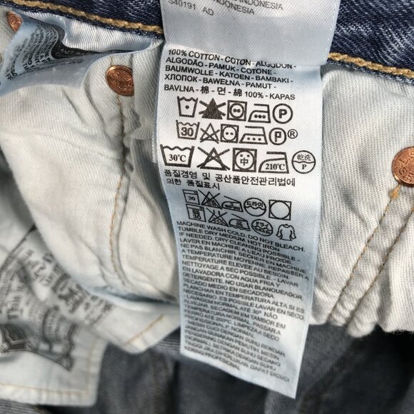 LEVIS 501 Jeans Mens 38x32 Original Straight Leg Button Fly Medium Wash Denim - Picture 11 of 16